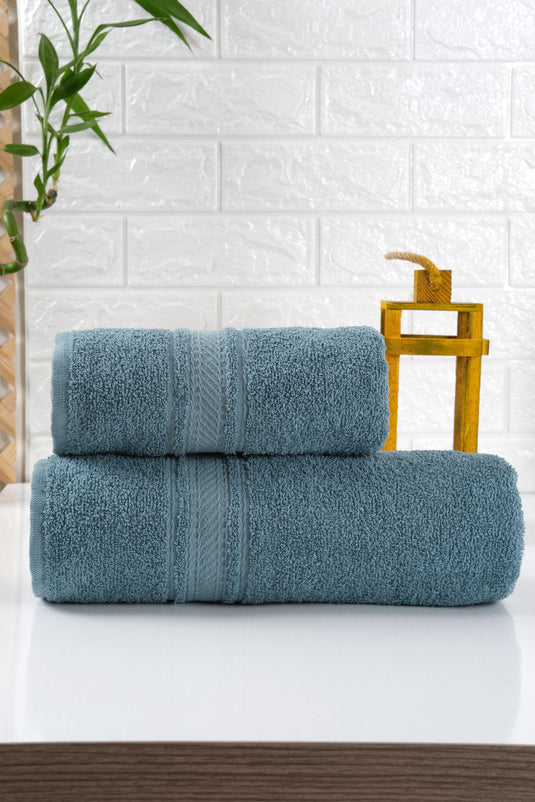 Yg Home Cotton 2-Piece Bath Towel Set - Rain Petrol