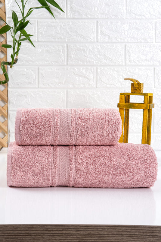 Yg Home Cotton 2-Piece Bath Towel Set - Rain Powder