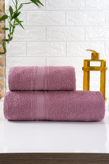 Yg Home Cotton 2-Piece Bath Towel Set - Rain Rose Pink