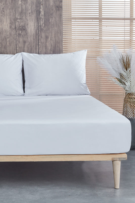 Yg Home Cotton Double Fitted Jersey Sheet - Basic White