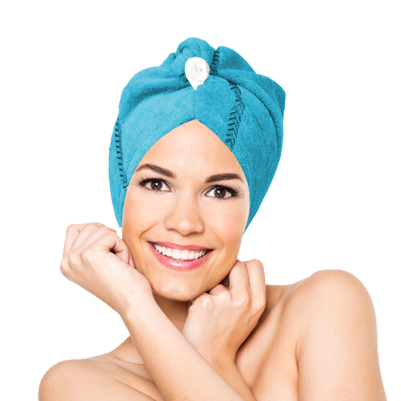 Load image into Gallery viewer, Yg Home Cotton Hair Towel - Lara Turquoise
