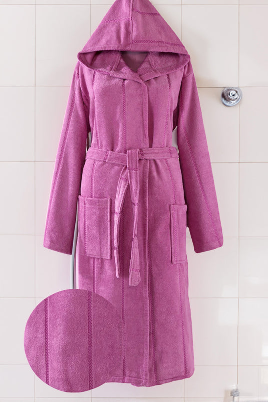 Yg Home Cotton Unisex Hooded Bathrobe - Wawe Purple L/XL