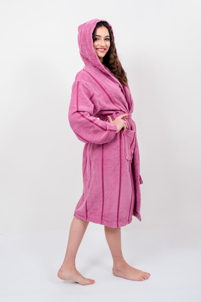 Load image into Gallery viewer, Yg Home Cotton Unisex Hooded Bathrobe - Wawe Purple S/M
