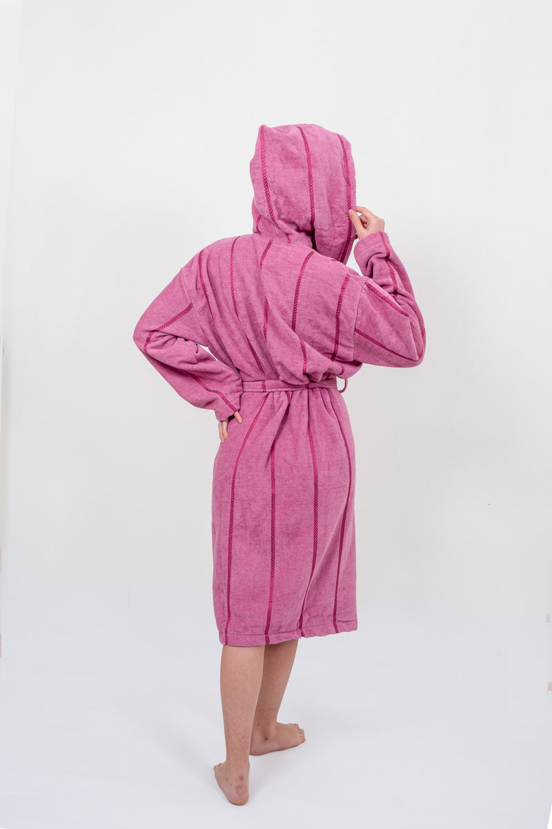 Load image into Gallery viewer, Yg Home Cotton Unisex Hooded Bathrobe - Wawe Purple S/M
